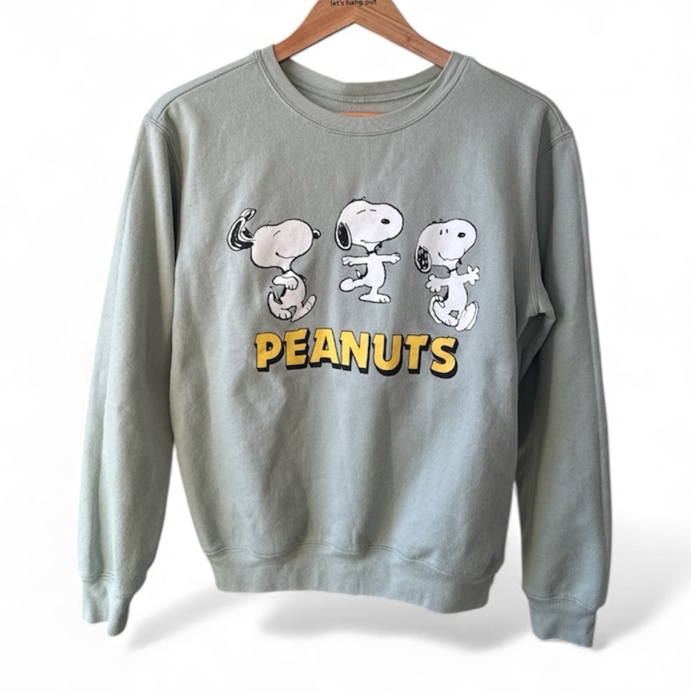 PEANUTS Snoopy Crew Neck Sweater | Matcha Green | Large | Soft